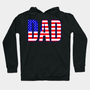 Dad American Flag Patterned Text Hoodie